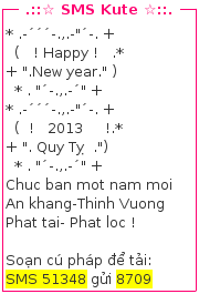 Tin nhan sms chuc mung nam moi 2013